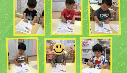 うさぎ組☆おけいこ【線遊び（ななめ線）】